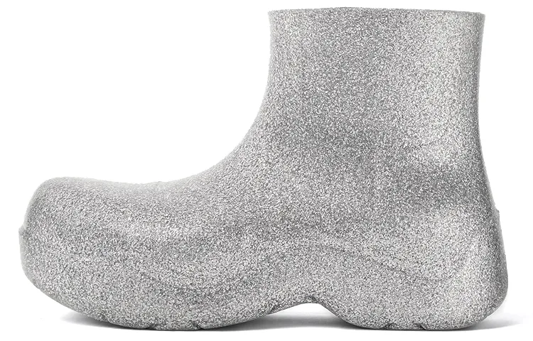 Bottega Veneta Puddle Rain Boots Shimmery Ankle Boots Men's Silver