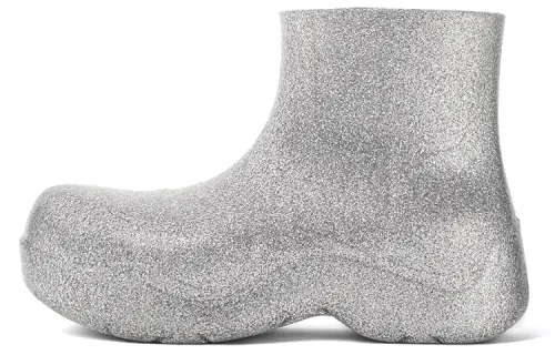 Bottega Veneta Puddle Rain Boots Shimmery Ankle Boots Men's Silver