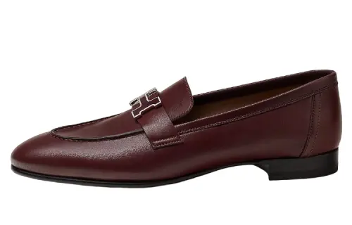 HERMES PARIS Leather Loafers Women's Umber