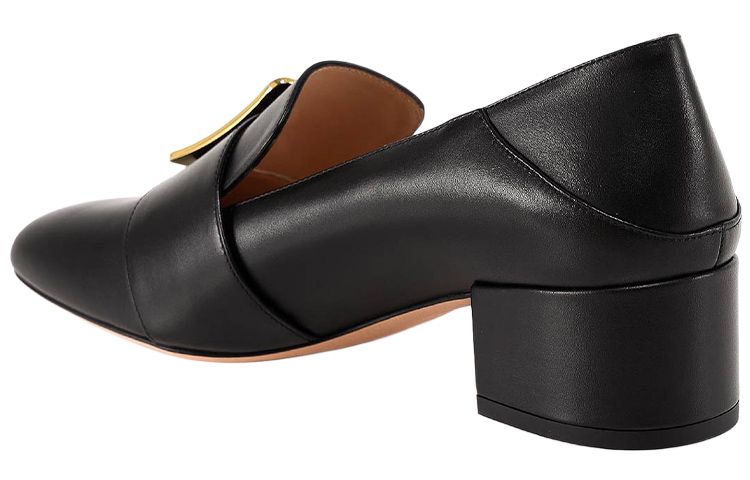 BALLY Leather Block Heel High Heels Women's Black