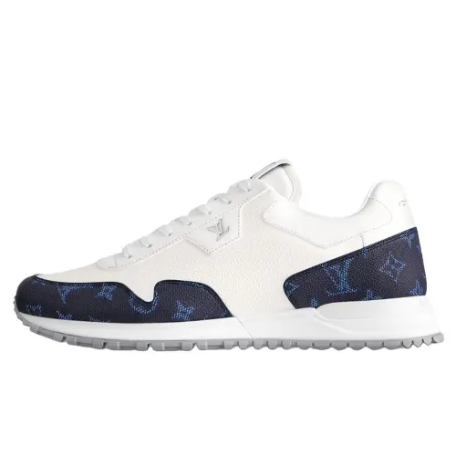 LOUIS VUITTON Run Away 2025 Spring Men's Collection Cow Leather Low top Casual Shoes Men's White & Blue Monogram