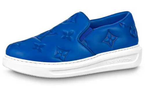 LOUIS VUITTON Beverly Hills Cow Leather Low top Stylish Skateboarding Shoes Men's Blue