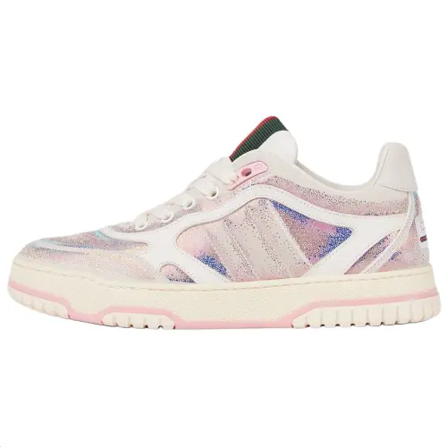 GUCCI Re Web Leather Low top Skateboard Shoes Women's Pink