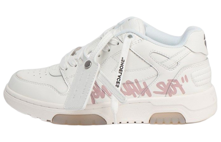 Женские кеды OFF-WHITE Leather Low-Top (бело-розовые)