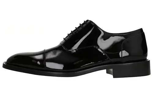 Balenciaga Patent Leather Lace Up Men's Casual Shoes Men's Black