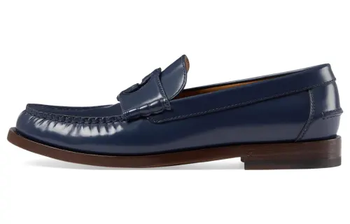 GUCCI Interlocking Leather Loafers Women's Blue