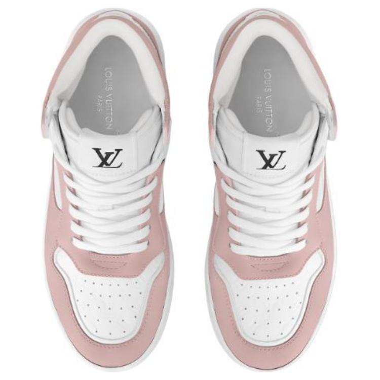 LOUIS VUITTON Stadium Cow Leather Mid top Skateboard Shoes Women's Pink