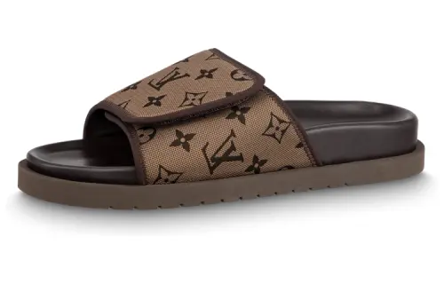 LOUIS VUITTON Miami Slide Slippers Men's Chestnut
