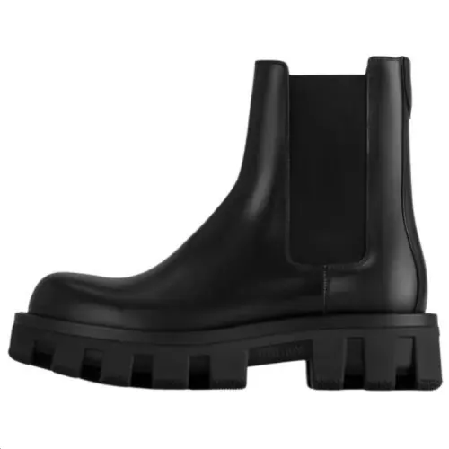 LOUIS VUITTON Cow Leather Short Chelsea Boots Men's Black