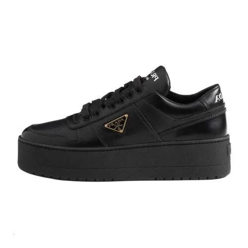 PRADA Downtown Bold Leather Skateboard Shoes 5cm Women's Black