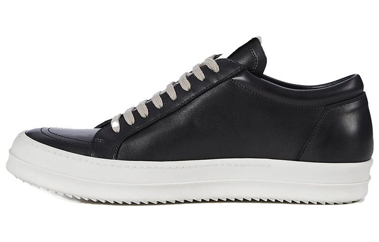 RICK OWENS/RO Cow Leather Vintage Low top Skateboard Shoes Men's Black