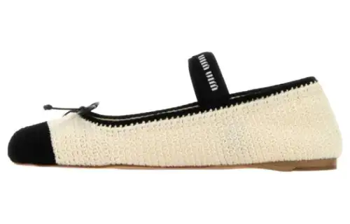 MIU MIU Crochet-knit Ballerina Shoes