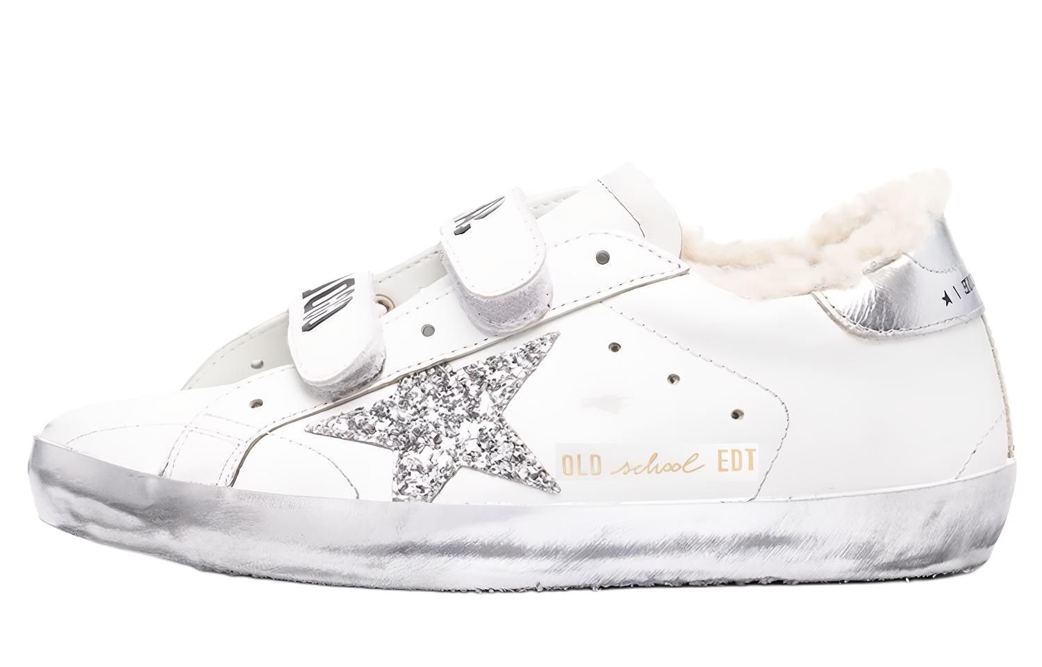 Golden Goose Старая школа звездный узор круглый носок плоские кружевные кроссовки низкие кеды женские белые