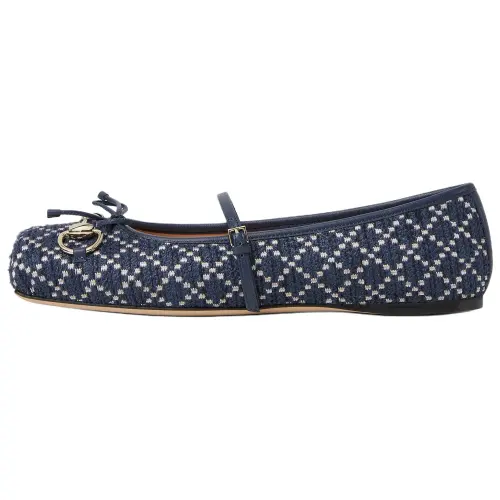 GUCCI Horsebit Flat Mary Jane Shoes Women's Blue
