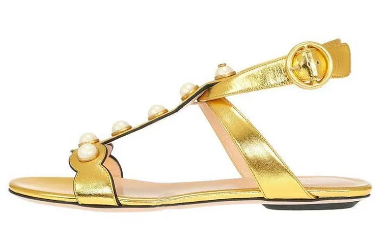 GUCCI One Strap Sandals Women's Gold