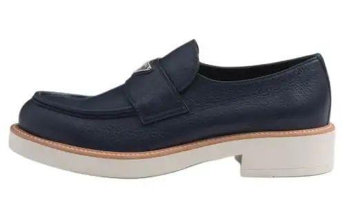 PRADA Triangle-logo Leather Loafers
