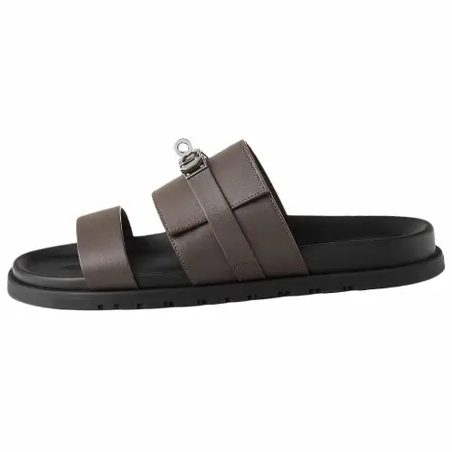 HERMES Jackson Slide Slippers Men's Umber