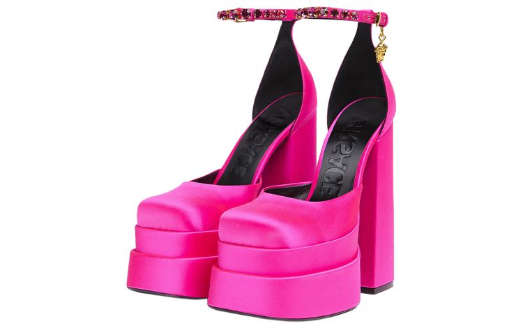 VERSACE Medusa Aevitas 155mm Platform Pumps Deep Fuschia