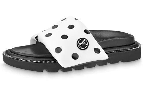 LOUIS VUITTON Pool Pillow Comfort Quiet Slide Slippers Women's White Black