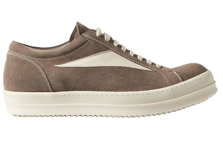 RICK OWENS Vintage Sneaks Velour Suede Dust Grey Milk White