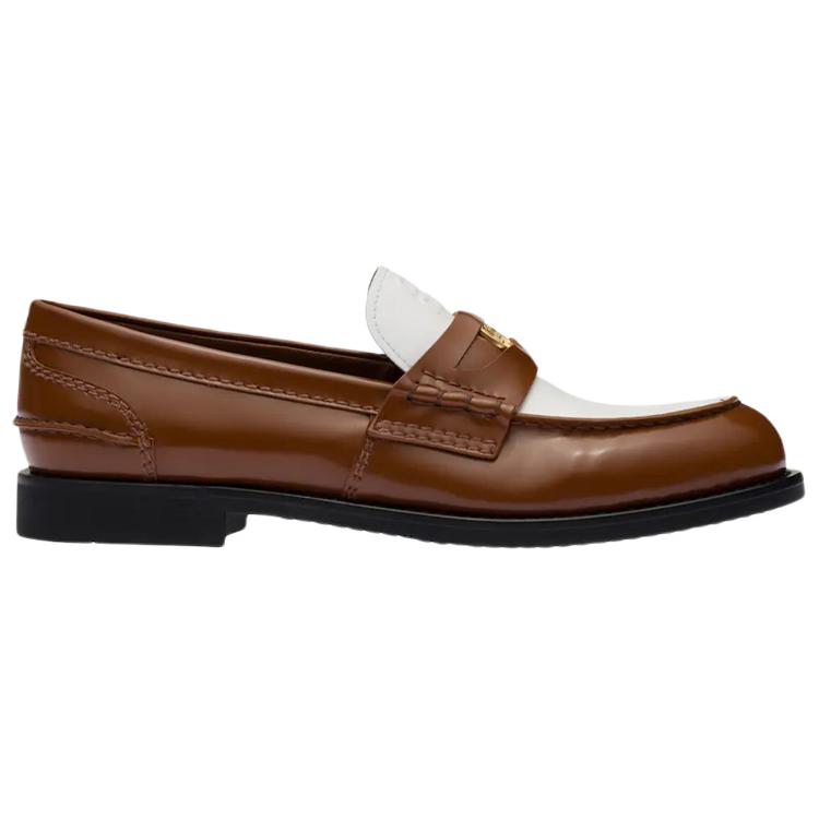 MIU MIU Penny Leather Women's Casual Shoes Women's White Brown