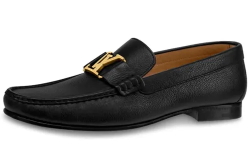 LOUIS VUITTON Montaigne Top Grain Cow Leather Women's Casual Shoes Women's Black