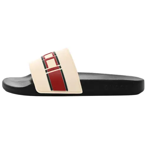 Gucci Stripe Rubber Slide Sandal 'White Red Green'
