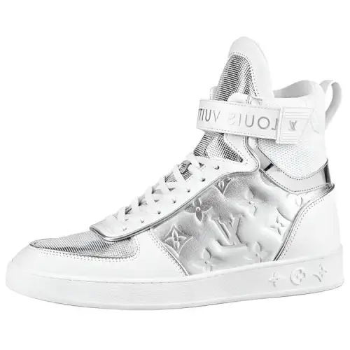LOUIS VUITTON Boombo High top Stylish Skateboarding Shoes Women's Silver White