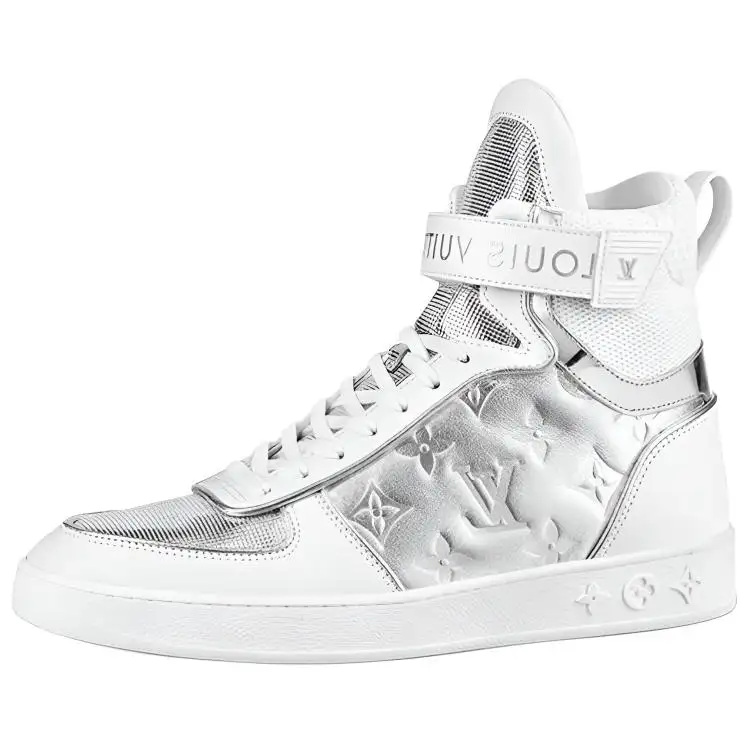 LOUIS VUITTON Boombo High top Stylish Skateboarding Shoes Women's Silver White