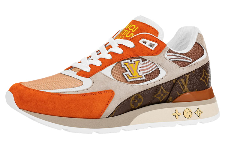 LOUIS VUITTON Run Away Tenis Leather Low top Casual Shoes Men's Orange
