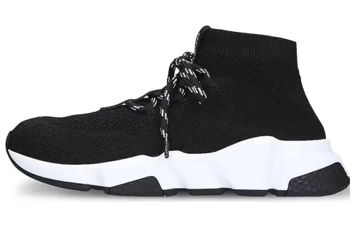 Balenciaga Speed Trainer Lace Up Black White Black Women's