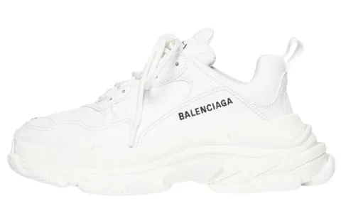 Balenciaga Triple S Artificial Leather Low top Chunky Sneakers Men's White