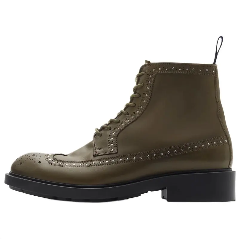 Burberry Loch Calfskin Ankle Boots Men's Green