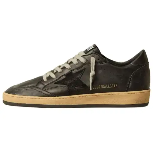Golden Goose Ball Star Leather Low top Skateboard Shoes Men's Black