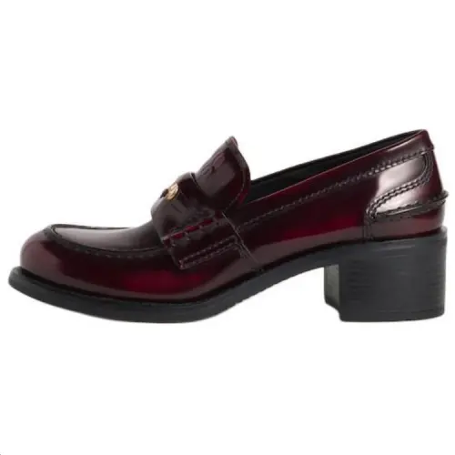 MIU MIU New Year Collection Leather Loafers 5CM Women's Dark Red