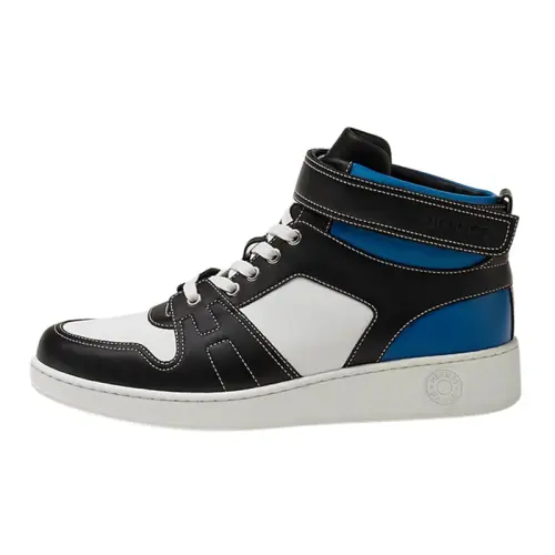 HERMES Freestyle Casual High top Stylish Skateboarding Shoes Men's Black White Blue