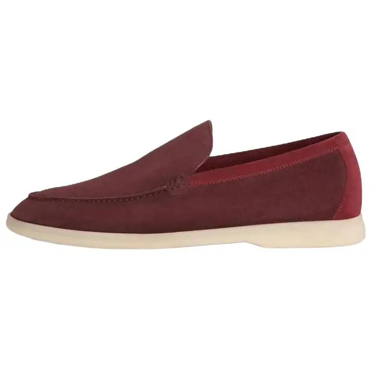 Loro Piana Summer Walk Suede Loafers Men's Red
