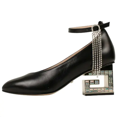 GUCCI Leather Irregular Heel High Heels Women's Black