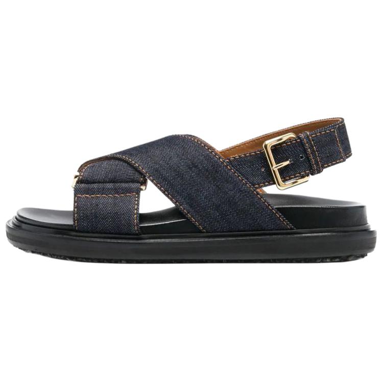 MARNI Fussbett Fabric Beach Sandals Women's Dark Blue