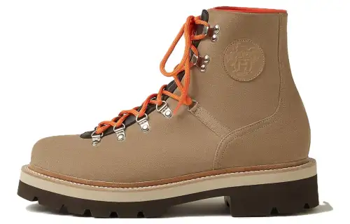HERMES Hike Leather Ankle Boots Men's Clay Beige