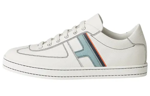 HERMES Boomerang Leather Low top Stylish Skateboarding Shoes Men's White