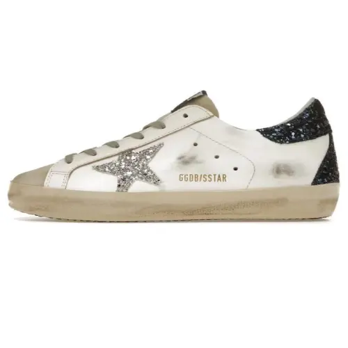 Golden Goose Super Star White Blue Glitter Women's