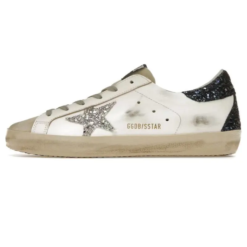 Golden Goose Super Star White Blue Glitter Women's