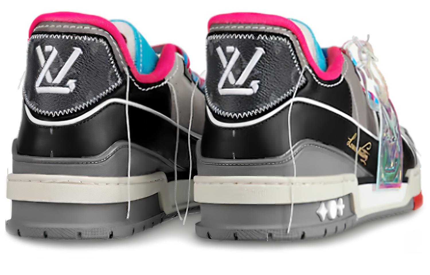Мужские кеды Louis Vuitton LOUIS VUITTON Trainer (черно-серо-розовый) — фото 4