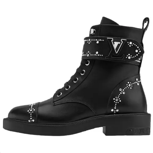 LOUIS VUITTON Citizen Calfskin Short Combat Boots Women's Black
