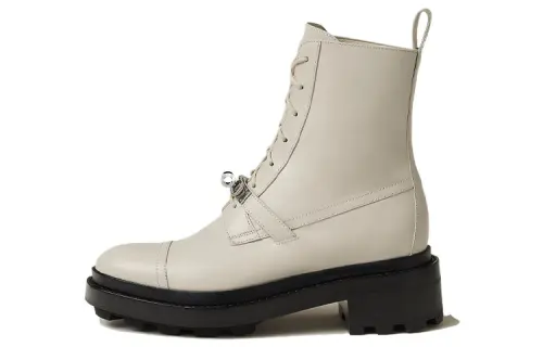 HERMES Funk Ankle Boots Women's Ecru