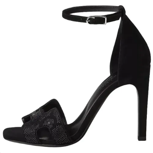 HERMES Joy One Strap Sandals 10.5cm Women's Black