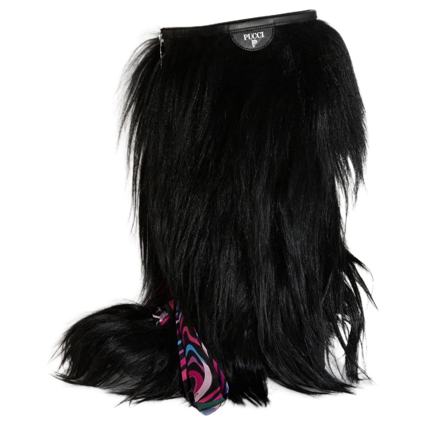 EMILIO PUCCI Гора овечья шерсть Круглая голова с замками высокие Ботинок женский черный