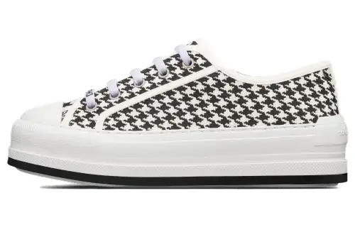 DIOR Walk'n'Dior Platform Shoes Low top Canvas Shoes Women's White Black