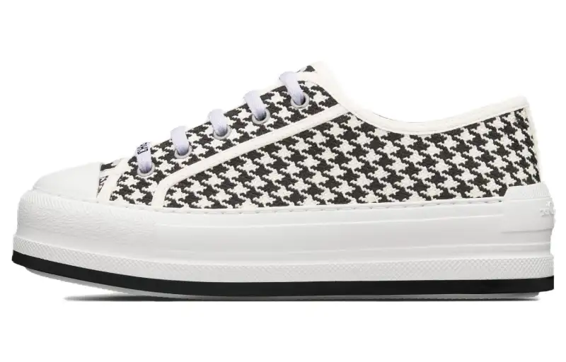 DIOR Walk'n'Dior Platform Shoes Low top Canvas Shoes Women's White Black